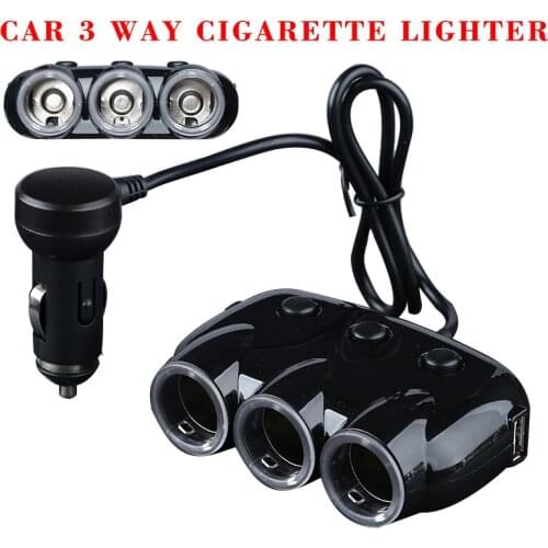 Dual USB Charger Power Adapter 3 Way Car Cigarette Lighter Socket Splitter Mobile Phone Charging With LED Display Car-Charger
