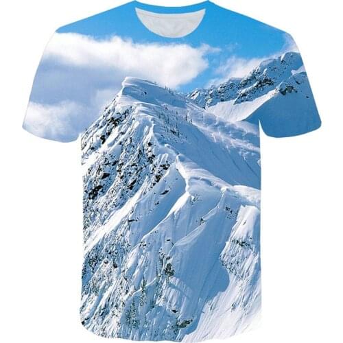 Beautiful Landscape Scenery T shirt Men Women Picturesque 3d Print Snow Mountain Tshirt Unisex Casual Summer Tees Tops