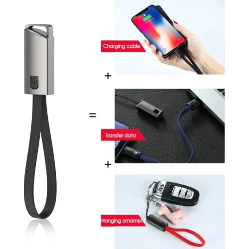 Key Chain Micro USB Type C Lighting Cable USB Fast Charging Cable For Huawei Samsung Charger Usbc Typec Keychain Cord Short Cabe