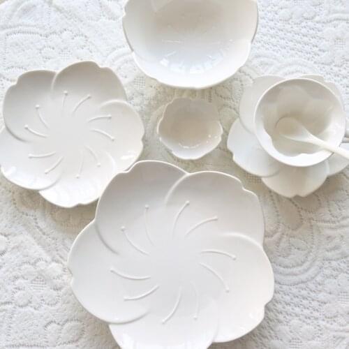 Cherry Blossom ceramic lace tableware dessert plate white household dish breakfast plate coffee cup dish plates