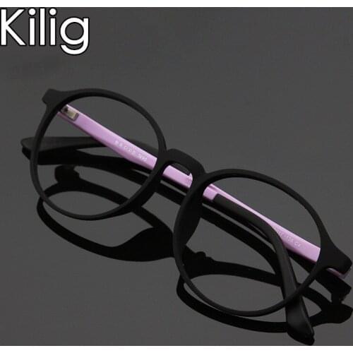 Kilig Teenager Blue Light Blocking Glasses Round Prescription Optic Lenses Customizable UV400 Flaxible Frame TR90