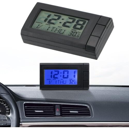 LEEPEE Car LCD Digital Display Clock Self-Adhesive Temperature Display Electronic Clock Auto Watch Thermometer Car Ornaments