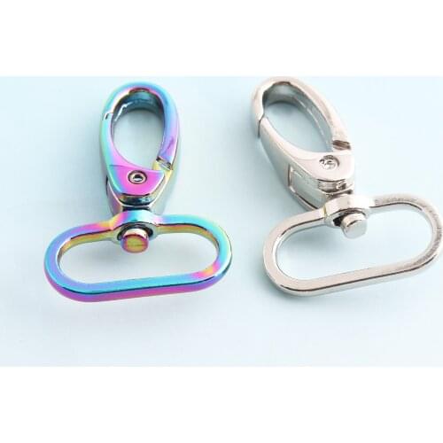 Rainbow color Swivel Clasp 25mm Metal Lanyard Hook Push gate Snap Hook DIY Flat Strap Buckles Sewing Hardware