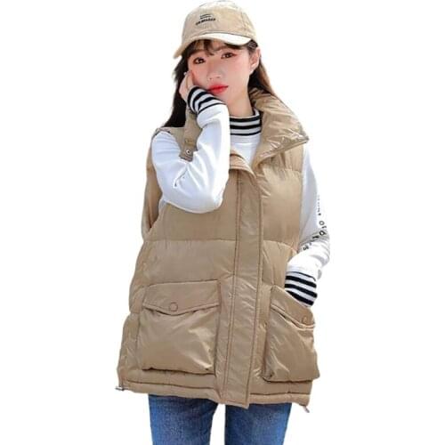 Fashion 2021 New Autumn Winter Short Cotton Vest Women Jacket Glossy Sleeveless Coat Warm Ladies Winter Waistcoat
