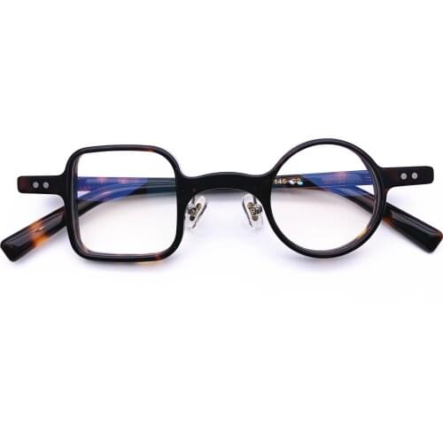 Belight Optiacl Acetate Square with Round Glasses Frame Men Women Prescription Eyeglasses Retro Optical Frame Eyewear 226