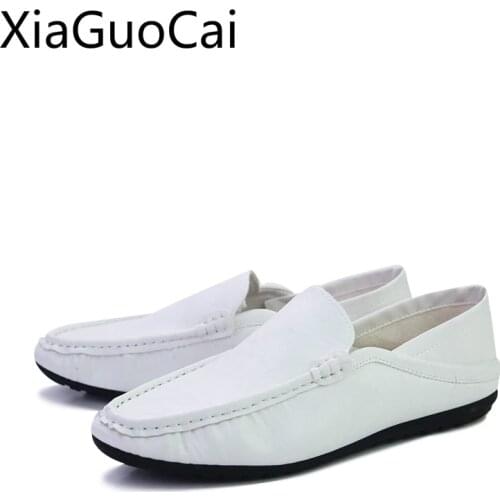 New Mens Leather Loafers Trend Wild Casual Mens Flat Casual Shoes Leather Spring/Autumn Slip-On Male Casual Shoes