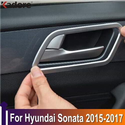 For Hyundai Sonata 2015 2016 ABS Matte Interior Door Handle Bowl Cover Trims Protection Sticker Accessories Car Styling
