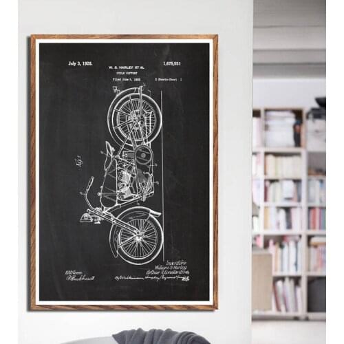 Bedroom Living Sofa Wall Decor Picture Motorcycle Motocross Helmet Blueprint Art Home Decor Quality Canvas Painting Poster A1065