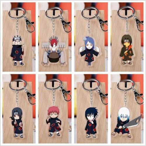 Ninja Sasuke Sakura Kakashi Model Doll Acrylic Keychain Akatsuki Pain Konan Zetsu Itachi Figure Toy Pendant Double sided Keyring