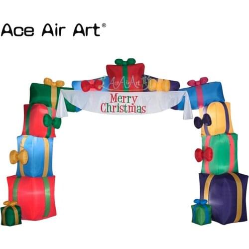 New design party decorations airblown Christmas arch built on gift boxes for Christmas activity
