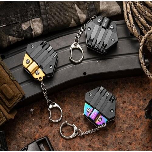 New EDC Mini Pocket Outdoor Multifunction Screw Tool Keychain Pendant Folding Knife Survival Self Defense Tools Drop shipping