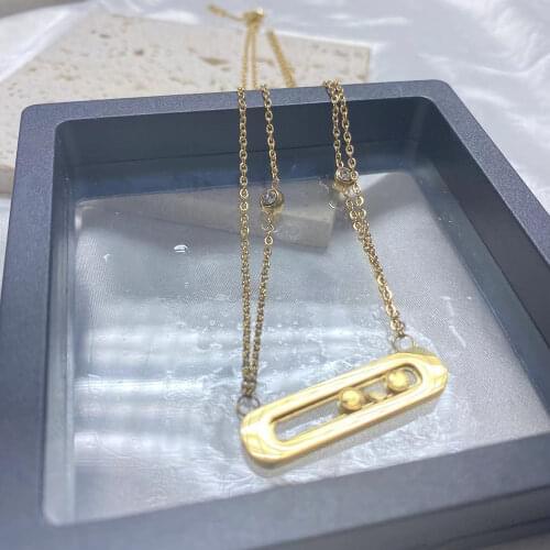 MSX Minimalist Rectangle Zircon Pendant Necklaces Gold Silver Stainless Steel Choker Necklaces Women Wholesale Titanium Jewelry