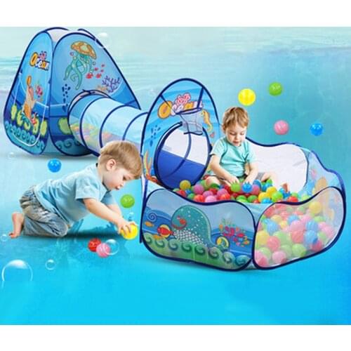3Pcs/Set Childrens Tent Portable Kids Tents Wigwam Children Ball Pool Ball Pit Crawling Tunnel Baby Play House Folding Tipi