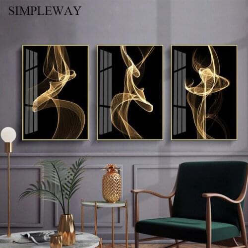 Golden Color Line Drawing Poster Abstract Minimalist Canvas Print Nordic Wall Painting Contemporary Art Picture Home Decoration
