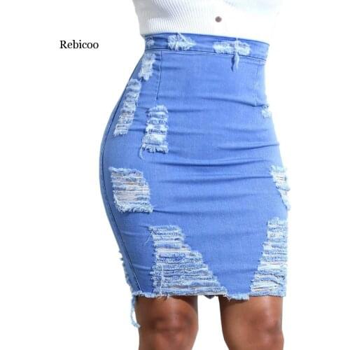 Rebicoo Denim Pencil Skirts