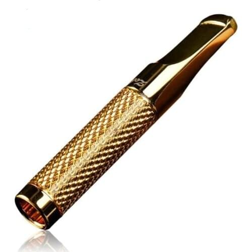 Luxury Carved Metal Pipe Cigarette Holder Filter Smoking Pipes Portable Cycle Creative Tobacco Pipes Men Gifts Smoke Mouthpiece