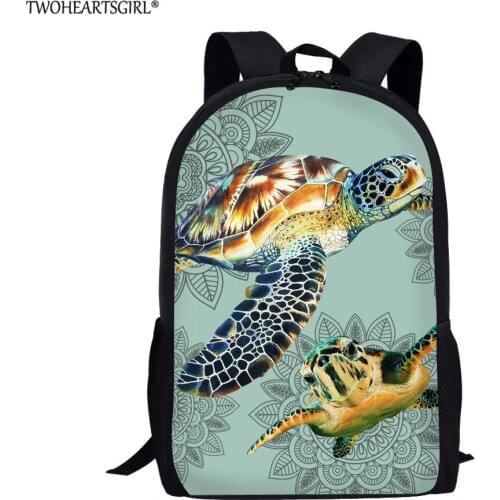 Twoheartsgirl Sea Turtle Printed Boys Girls School Bags Children Backpack Unique Animals Teenage Girls Schoolbag Custom Bookbag