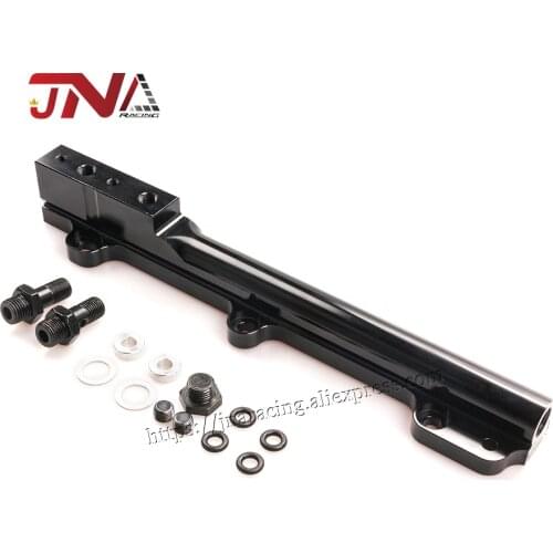 JNA High Volume Fuel Rail for Honda Civic D-Series Black Billet Aluminum Fuel Rail
