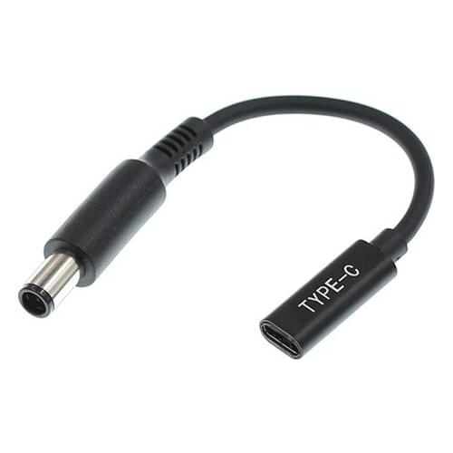 65W 90W Type-C Female to 7.4x5.0mm Male PD Charger Connector USB Type C Fast Charging Cable Laptop Adapter Converter for DELL