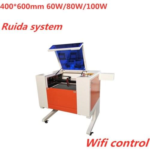 Wif control Wood , acrylic, MDF, leather Linear Guides 4060 80W/100W laser engraver cutter machine ruida system 57 Leadshine