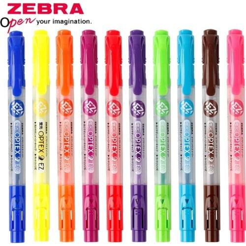 ZEBRA WKT11 OPTEX 2EZ Pressing Cap Double-Headed Fluorescent Marker Focusing Double-headed Design Color-resistant Ink