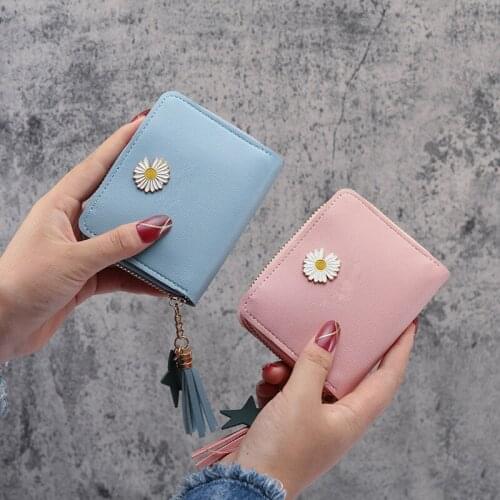 Women Wallets Fashion Small Daisy Leather Purse Women Ladies Card Bag For Women 2021 Clutch Women Female Purse Money Clip Wallet