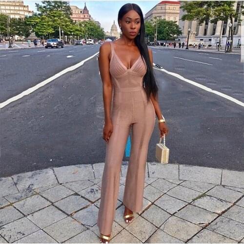 Seamyla 2021 New Bandage Jumpsuits Women Sexy Sleeveless Wrap Rompers Bodycon Overalls Summer Evening Club Party Long Bodysuits