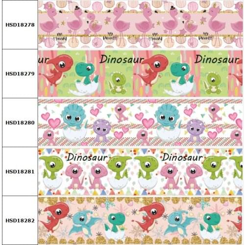 10yard Cartoon Dinosaur Printed Grosgrain Ribbon Accessory Hairbow Headwear Decoration DIY Wholesale OEM 38MM 75MM