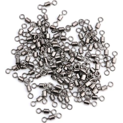 100PCS Fishing Barrel Bearing Rolling Swivel Solid Ring LB Lures Connector Hot