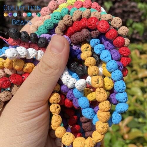 8-10mm Natural Stone Colorful Volcanic Rock Lava Round Spacer Loose Beads For Jewelry Making DIY Bracelets Accessories 15