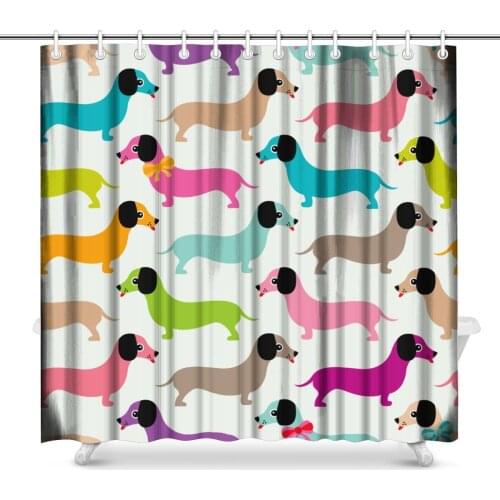 Aplysia Kids Retro Dachshund Puppy Bathroom Shower Curtain Set with Hooks 72 Inches