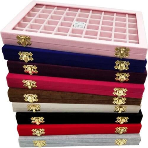 Large Size Velvet Jewelry Storage Box Ring Earring Box Dust-proof Jewelry Accessories Organizer Jewelry Display With Cover
