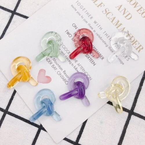 26*27mm 100Pcs crystal beads Jewelry Accessories Resin Beads Tie Knot Shape Hand MadeEarring Findings Charms DIY Beads Making