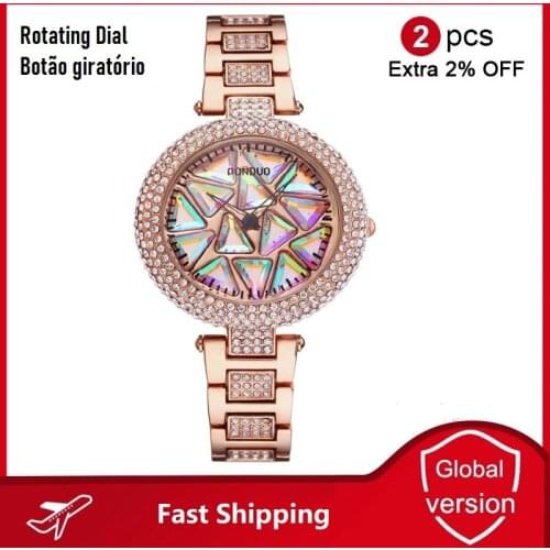 Women Ladies Watches 360 Degree Rotating Dial Woman Dress Quartz Watch Rose Gold Stainless Steel Waterproof Sport Montre Femme