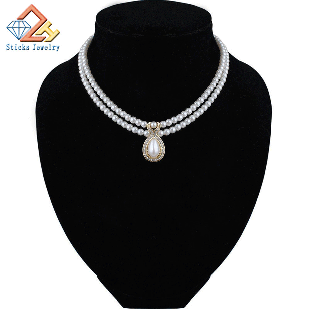 Multilayer White Pearl Choker Necklace for Women Simple Style Handmade DIY Wedding Party Jewelry gift