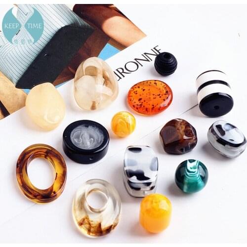 DIY resin jewelry accessories long cylindrical irregular geometric lines of circle ring pierced earrings earrings materials