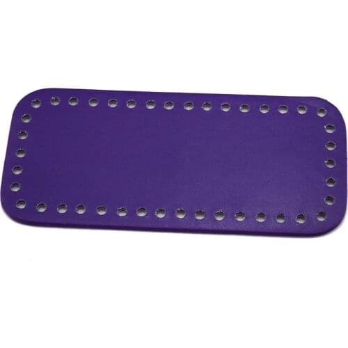 18x8cm Bottom for Knitting Bag Patent Leather Bag Accessories Rectangle Bottom with Holes Purple Bag Leather Bottoms For Handbag