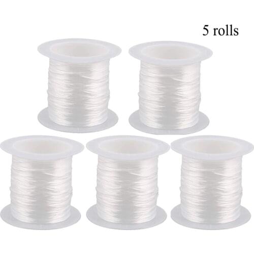 5 Rollsx10m White Stretch Elastic Beading Thread Cord 0.8mm DIY Bracelet Necklace Making Elastic Stretch String