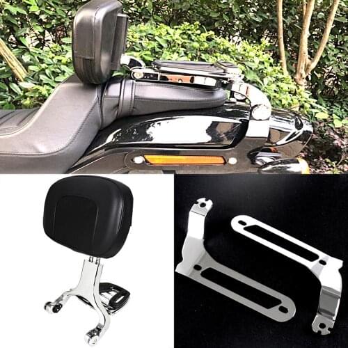 Chrome Fixed Mount&Multi Purpose Adjustable Driver Passenger Backrest For Softail Fat Bob 2018