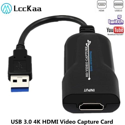 LccKaa USB 3.0 4K HDMI-compatible Video Capture Card Video Game Grabber Record for PS4 Camcorder Switch Live Broadcast Camera