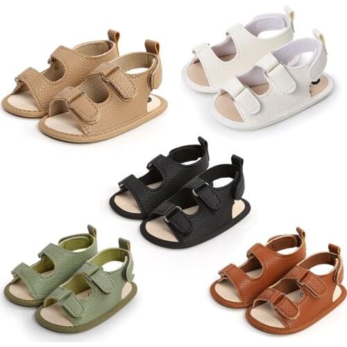 Fashion Baby Boys Girls Leather Sandals Anti-Slip Sole Solid Color Flats First Walking Shoes Non-slip Soft Sole Flat Shoes 0-36M