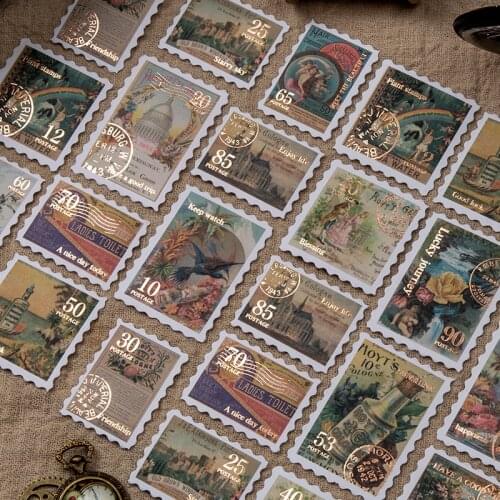 Retro Bronzing stamp sticker set 30 pcs DIY diary INS decoration Vintage Gift Sealing sticker photo album Scrapbooking material