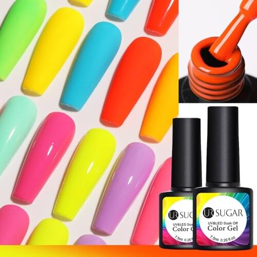 UR SUGAR Neon Gel Polish 7.5ml Hybrid Fluorescent Gel Varnish Semi Permanent Soak off Enamel Glow In Dark UV Gel Nail Polish
