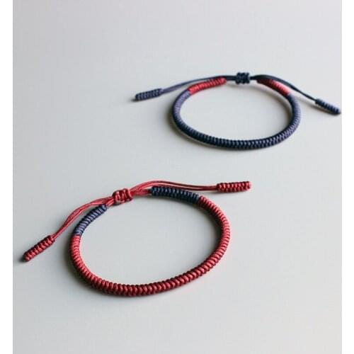 Original Tibetan Buddhist Blessed Good Luck Knots Rope Bracelets Handmade Size Adjustable Buddhism Braided Couple Loyalty Bangle