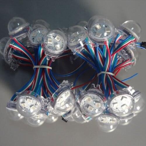 30mm RGB Pixel LED-WS2801;3pcs SMD 5050 RGB LED; DC12V input SPI signal;20pcs a string;IP68;clear cover