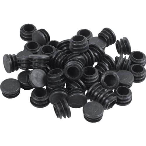 Plastic Round Cap Chair Table Legs Ribbed Tube Insert 22mm Dia 50 Pcs