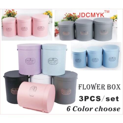Gift boxes, 3PCS/set flosrist flowers packing round,cardboard boxes wedding party souvenirs 2017 hot sell six color choose