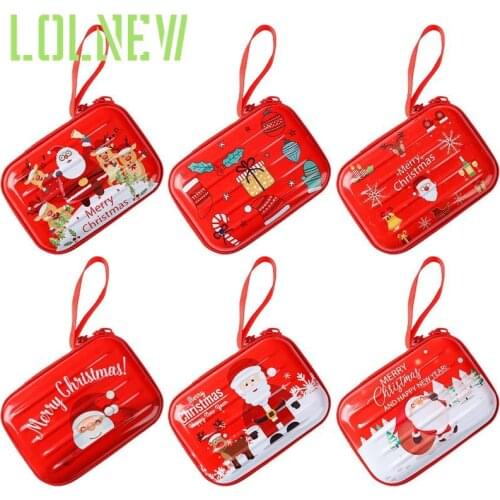 Christmas Creative Gift Coin Purse Tinplate Mini Red Bag Coin Headset Key Zipper Bag Girls Money Bag