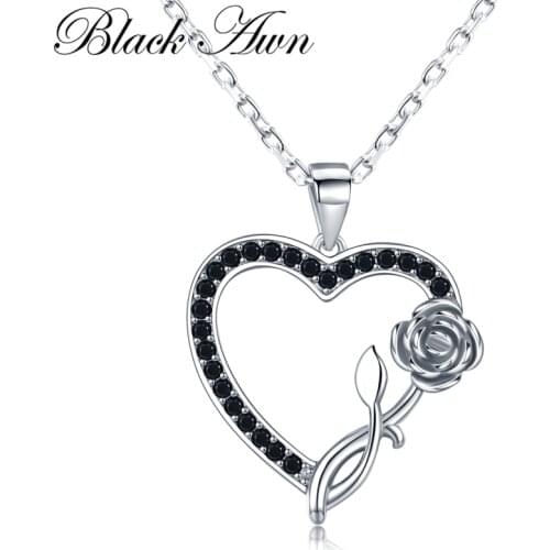 Heart Flower Romantic Arrive 925 Sterling Silver Fine Jewelry Trendy Flower Engagement necklaces & pendants for Women K008