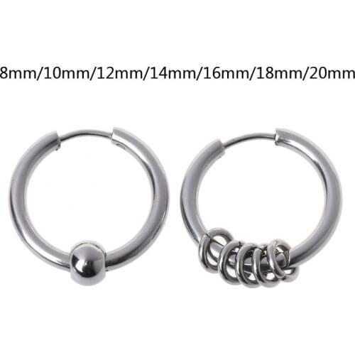 1Pair 8mm-20mm Titanium Steel Hip Hop Hoop Earring Cartilage Helix Piercing Earrings